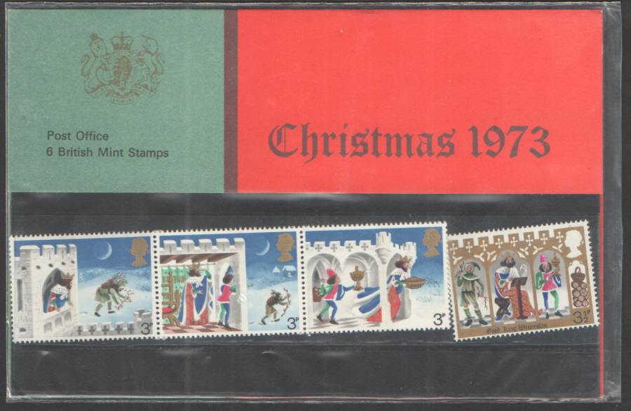 (image for) 1973 Christmas Type A - 4mm Red Band Royal Mail Presentation Pack 57 - Click Image to Close